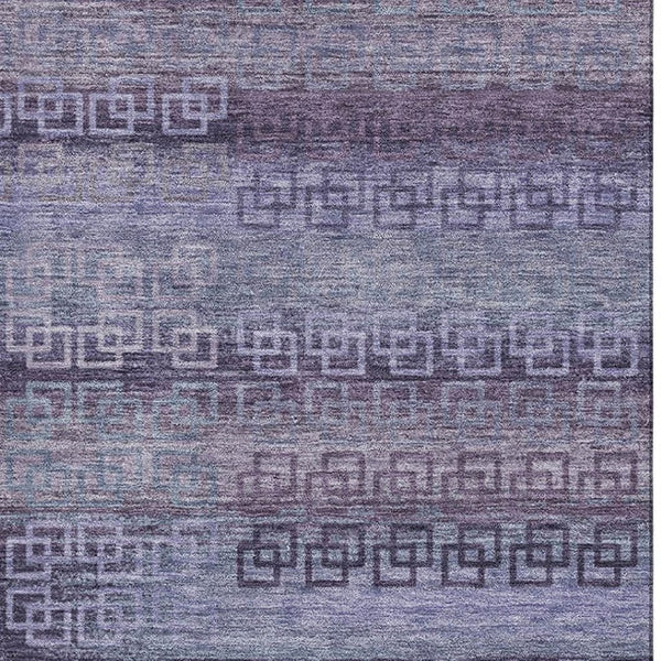 HomeRoots 5' X 8' Stylish Plum and Purple Striped Washable Area Rug with UV Protection for Active Homes 715095