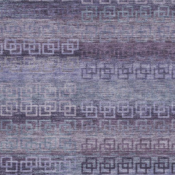 HomeRoots 8' Washable Round Rug in Rich Plum & Purple Stripes – UV Protected, Durable, Kid & Pet Friendly! 715096