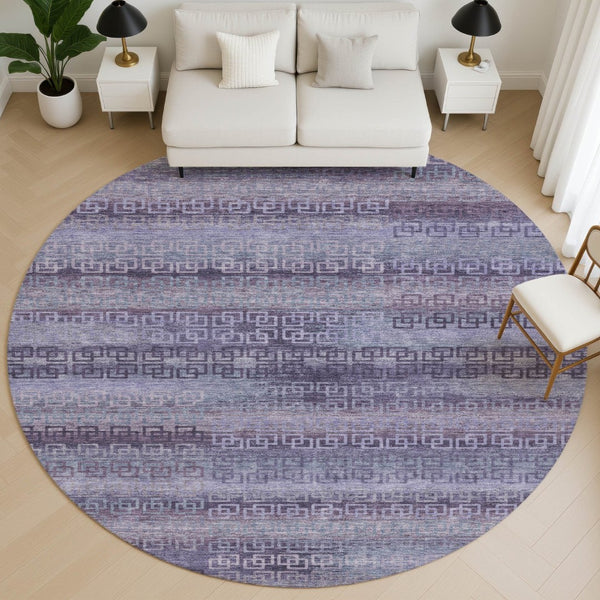 HomeRoots 8' X 10' Washable Plum and Purple Striped Area Rug with UV Protection - Stylish, Durable, Easy Care! 715097