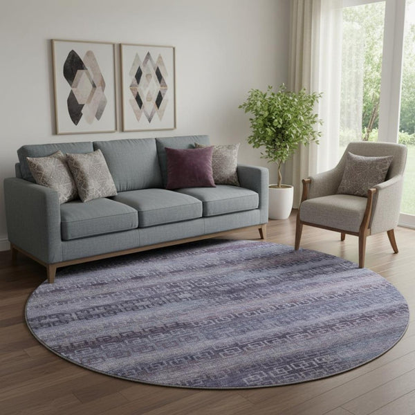 HomeRoots 8' X 10' Washable Plum and Purple Striped Area Rug with UV Protection - Stylish, Durable, Easy Care! 715097