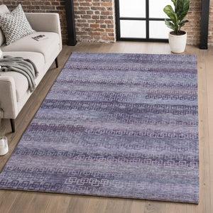 HomeRoots 9' X 12' Plum and Purple Striped Washable Area Rug - Soft, Durable, UV Protected for Busy Homes 715098