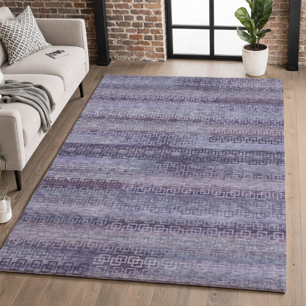 HomeRoots 9' X 12' Plum and Purple Striped Washable Area Rug - Soft, Durable, UV Protected for Busy Homes 715098