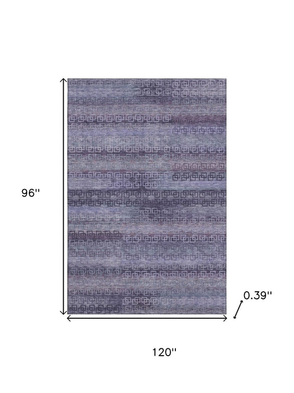 HomeRoots 9' X 12' Plum and Purple Striped Washable Area Rug - Soft, Durable, UV Protected for Busy Homes 715098