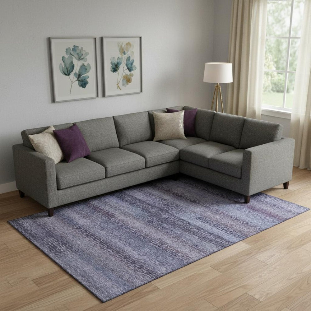 HomeRoots 9' X 12' Plum and Purple Striped Washable Area Rug - Soft, Durable, UV Protected for Busy Homes 715098