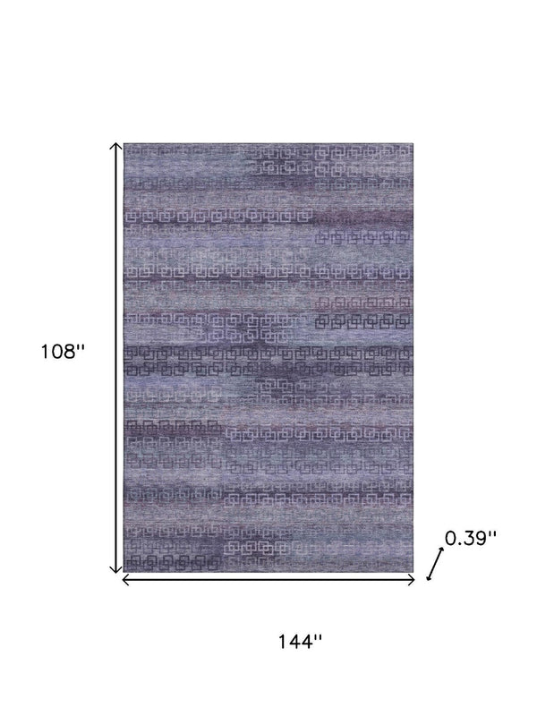 HomeRoots 10' X 14' Striped Plum & Purple Area Rug - Washable, UV Protected, Stain Resistant for Busy Homes 715099