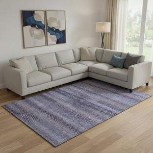HomeRoots 10' X 14' Striped Plum & Purple Area Rug - Washable, UV Protected, Stain Resistant for Busy Homes 715099