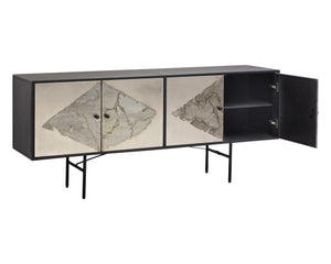 Sunpan Arlington Sideboard - Unique Patina Finish with Black Iron Frame, Handcrafted by Skilled Artisans Large - 72W x 17D x 30H