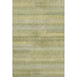 HomeRoots 5' X 8' Sage and Gold Striped Washable Area Rug - Stylish, Durable, UV-Protected for Busy Homes 715101