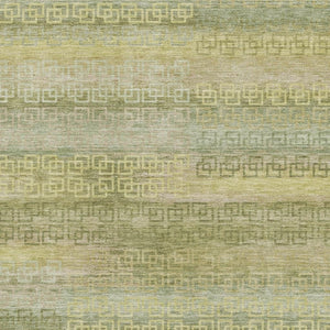 HomeRoots 5' X 8' Sage and Gold Striped Washable Area Rug - Stylish, Durable, UV-Protected for Busy Homes 715101