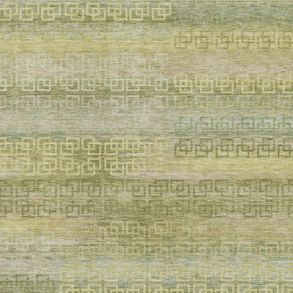 HomeRoots 5' X 8' Sage and Gold Striped Washable Area Rug - Stylish, Durable, UV-Protected for Busy Homes 715101