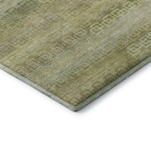HomeRoots 5' X 8' Sage and Gold Striped Washable Area Rug - Stylish, Durable, UV-Protected for Busy Homes 715101