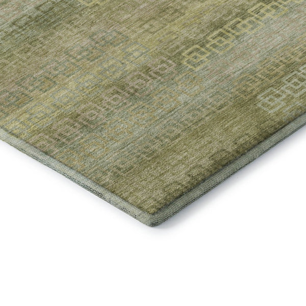 HomeRoots 5' X 8' Sage and Gold Striped Washable Area Rug - Stylish, Durable, UV-Protected for Busy Homes 715101