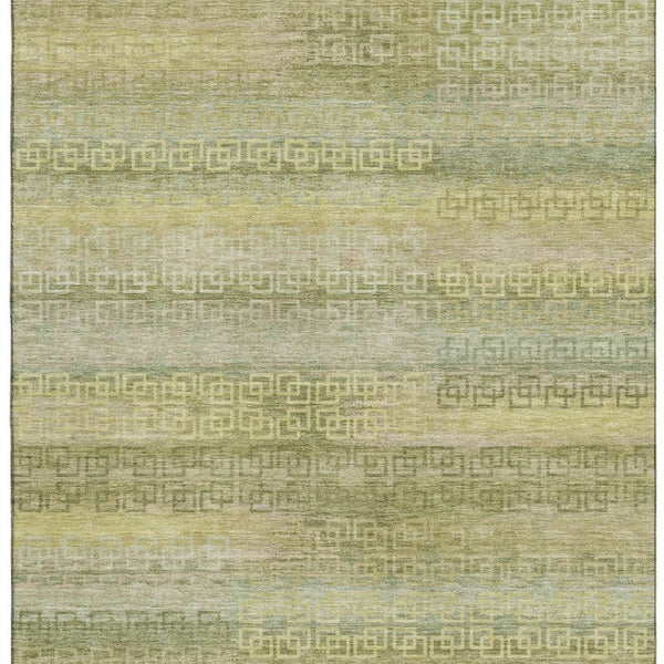 HomeRoots 5' X 8' Sage and Gold Striped Washable Area Rug - Stylish, Durable, UV-Protected for Busy Homes 715101