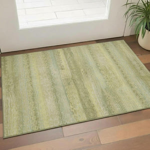 HomeRoots 5' X 8' Sage and Gold Striped Washable Area Rug - Stylish, Durable, UV-Protected for Busy Homes 715101