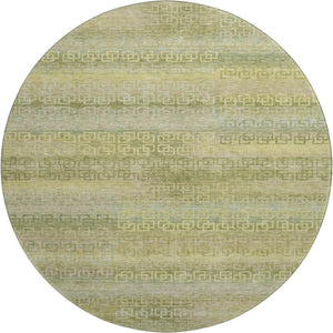 HomeRoots 8' X 10' Sage and Gold Striped Washable Area Rug - Stain Resistant, UV Protected, Stylish & Durable! 715103