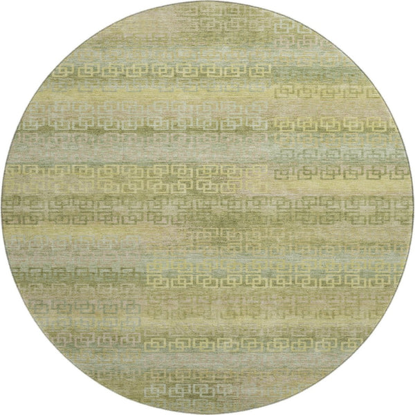 HomeRoots 8' X 10' Sage and Gold Striped Washable Area Rug - Stain Resistant, UV Protected, Stylish & Durable! 715103