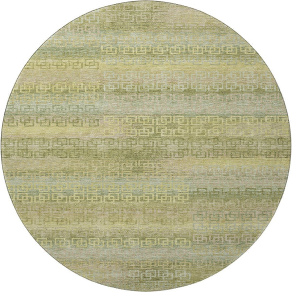 HomeRoots 8' X 10' Sage and Gold Striped Washable Area Rug - Stain Resistant, UV Protected, Stylish & Durable! 715103