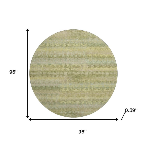 HomeRoots 8' X 10' Sage and Gold Striped Washable Area Rug - Stain Resistant, UV Protected, Stylish & Durable! 715103