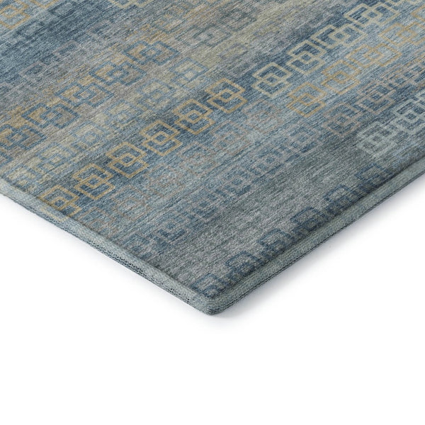HomeRoots 5' X 8' Teal And Beige Striped Area Rug - Washable, UV Protected, Stain Resistant for Busy Homes 715107