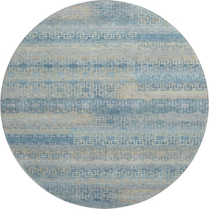 HomeRoots 8' X 10' Teal and Beige Striped Washable Area Rug with UV Protection for Stylish, Easy Care Living Spaces 715109