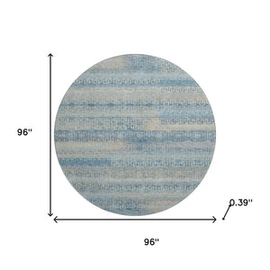 HomeRoots 8' X 10' Teal and Beige Striped Washable Area Rug with UV Protection for Stylish, Easy Care Living Spaces 715109