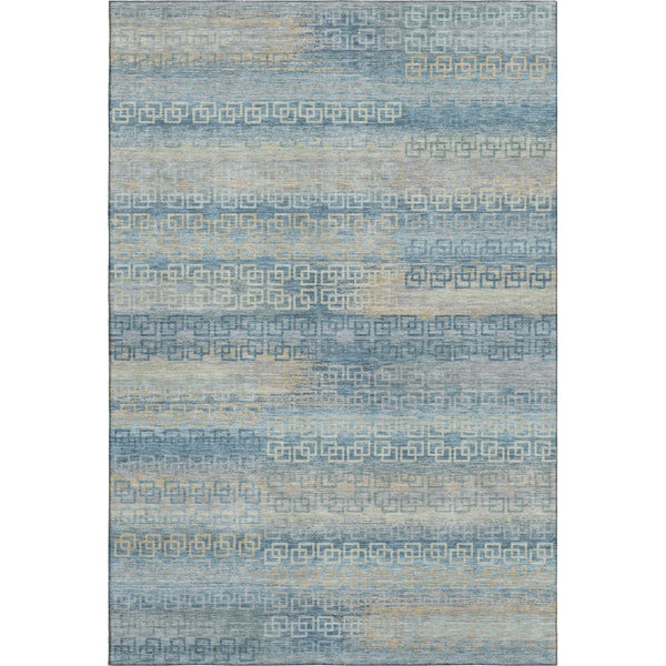 HomeRoots 10' X 14' Striped Washable Area Rug in Teal & Beige with UV Protection for Stylish Home Decor 715111
