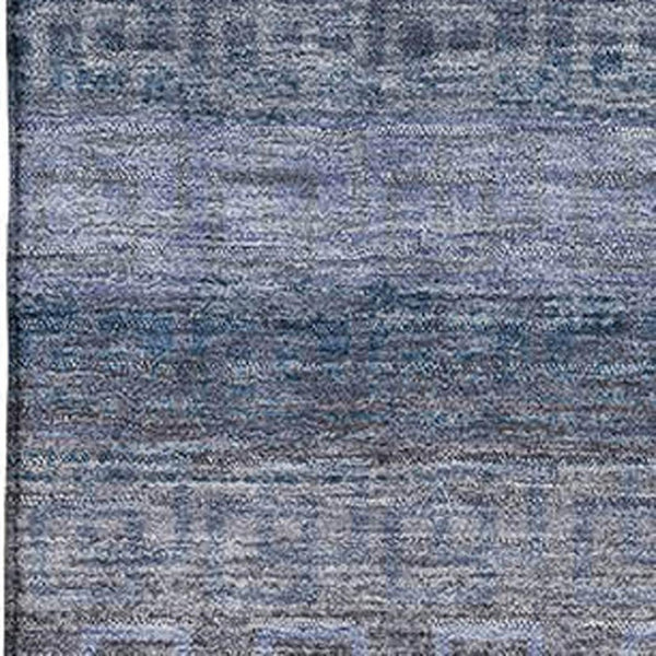 HomeRoots 8' Taupe and Blue Striped Round Rug - Washable, UV-Protected, Durable for High-Traffic Areas 715114