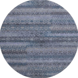 HomeRoots 8' X 10' Taupe and Blue Striped Washable Area Rug - Durable, UV-Protected, Stain Resistant & Stylish! 715115