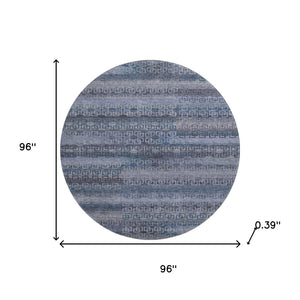 HomeRoots 8' X 10' Taupe and Blue Striped Washable Area Rug - Durable, UV-Protected, Stain Resistant & Stylish! 715115