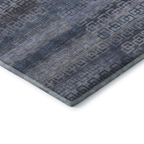 HomeRoots 9' X 12' Taupe and Blue Striped Washable Area Rug - UV Protected, Durable, Easy Care for Homes 715116