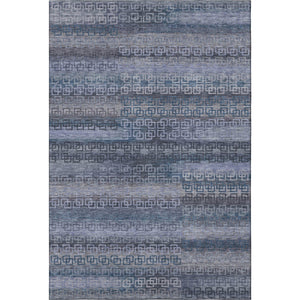 HomeRoots 9' X 12' Taupe and Blue Striped Washable Area Rug - UV Protected, Durable, Easy Care for Homes 715116