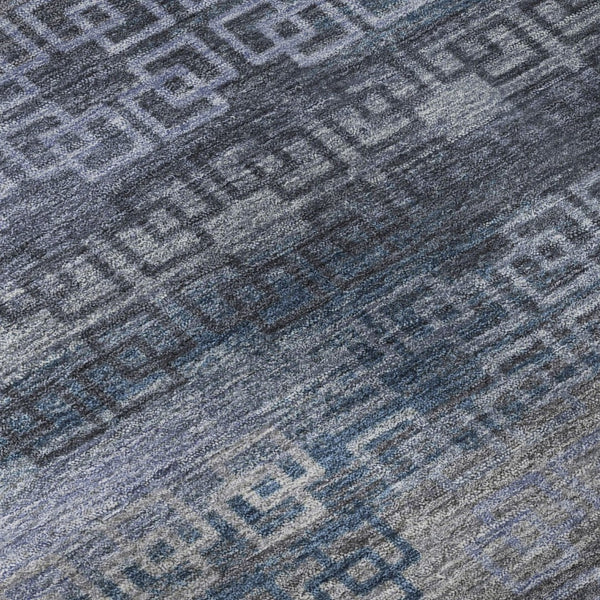 HomeRoots 9' X 12' Taupe and Blue Striped Washable Area Rug - UV Protected, Durable, Easy Care for Homes 715116