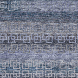 HomeRoots 9' X 12' Taupe and Blue Striped Washable Area Rug - UV Protected, Durable, Easy Care for Homes 715116
