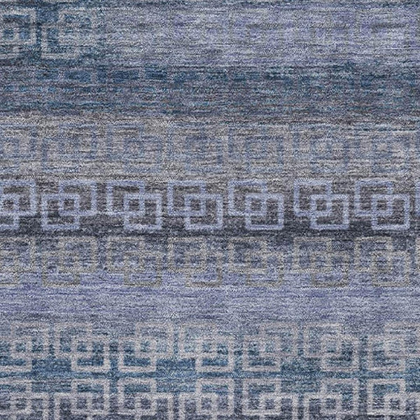 HomeRoots 9' X 12' Taupe and Blue Striped Washable Area Rug - UV Protected, Durable, Easy Care for Homes 715116