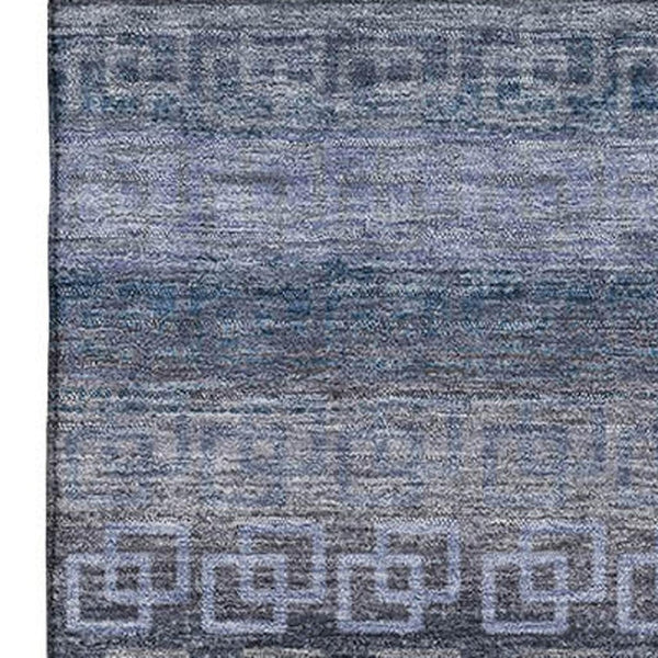HomeRoots 10' X 14' Taupe and Blue Striped Area Rug - Washable, UV-Protected, Stain-Resistant for Homes 715117