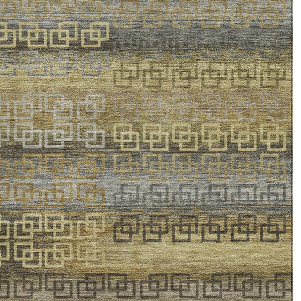 HomeRoots 5' X 8' Wheat Brown Striped Area Rug - Washable, UV Protected, Non-Slip, Perfect for Families & Pets! 715119
