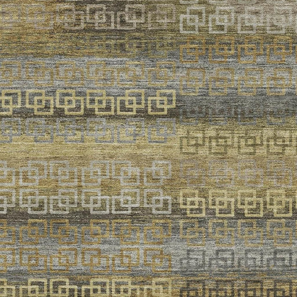 HomeRoots 5' X 8' Wheat Brown Striped Area Rug - Washable, UV Protected, Non-Slip, Perfect for Families & Pets! 715119