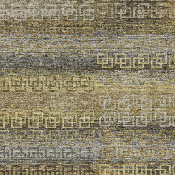 HomeRoots 8' Wheat and Brown Striped Washable Round Rug – Stain Resistant, UV Protected, Perfect for High-Traffic Areas 715120