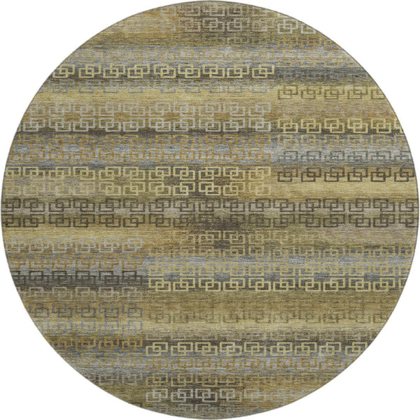HomeRoots 8' X 10' Striped Washable Area Rug in Wheat & Brown - UV Protected, Non-Slip, Perfect for Family Homes! 715121
