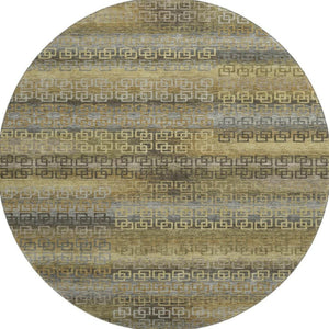 HomeRoots 8' X 10' Striped Washable Area Rug in Wheat & Brown - UV Protected, Non-Slip, Perfect for Family Homes! 715121