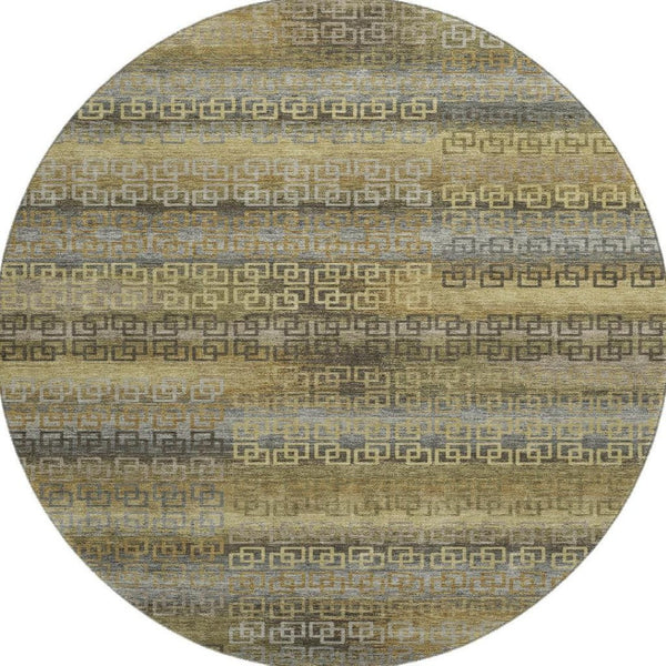HomeRoots 8' X 10' Striped Washable Area Rug in Wheat & Brown - UV Protected, Non-Slip, Perfect for Family Homes! 715121