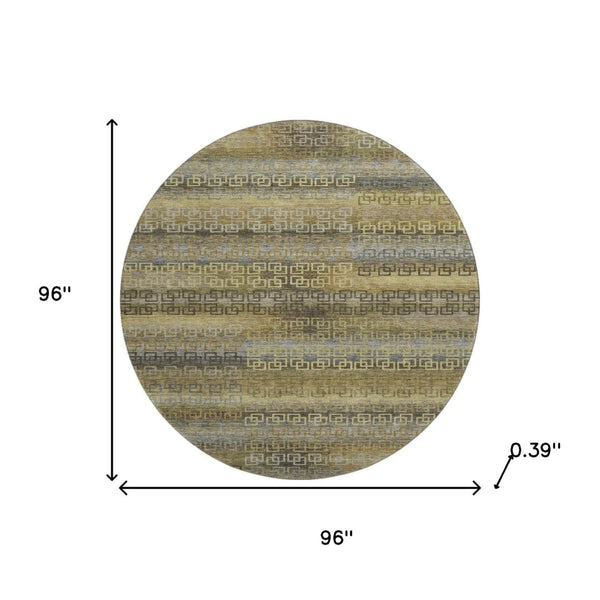 HomeRoots 8' X 10' Striped Washable Area Rug in Wheat & Brown - UV Protected, Non-Slip, Perfect for Family Homes! 715121