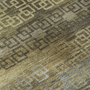 HomeRoots 8' X 10' Striped Washable Area Rug in Wheat & Brown - UV Protected, Non-Slip, Perfect for Family Homes! 715121