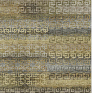 HomeRoots 9' X 12' Striped Washable Area Rug in Wheat & Brown - UV Protection, Durable, Family-Friendly Design! 715122