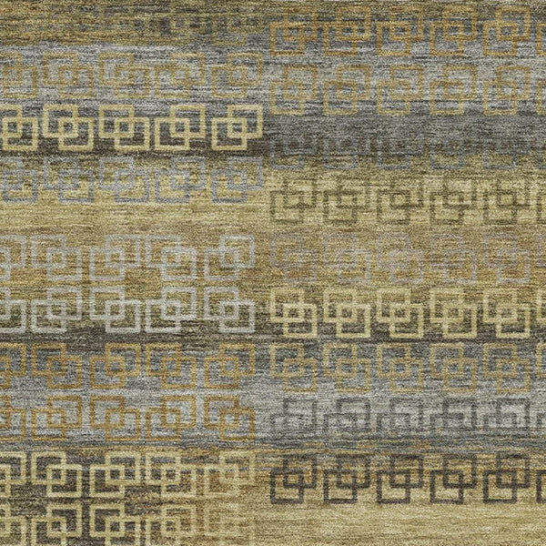 HomeRoots 10' Washable Wheat & Brown Striped Area Rug with UV Protection – Durable, Easy Care for Busy Homes 715123