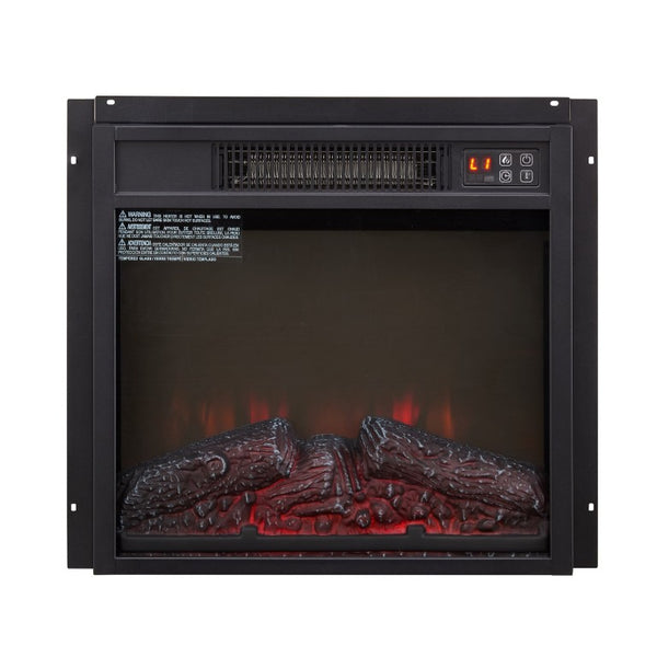 HomeRoots 18 Inch Black Metal Electric Fireplace Insert with Led Ambiance for Modern Living Spaces 715253