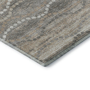 HomeRoots 8' Beige and Ivory Abstract Geometric Round Rug - Washable, UV-Protected, and Pet-Friendly Design 715264
