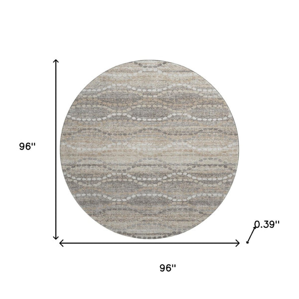 HomeRoots 8' X 10' Beige & Ivory Abstract Geometric Area Rug - Washable, Stain Resistant, UV Protected & Stylish! 715265