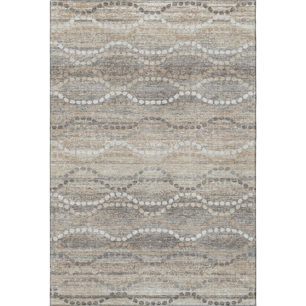 HomeRoots 9' X 12' Beige & Ivory Abstract Geometric Area Rug — Washable, UV Protected, Stain Resistant Design! 715266