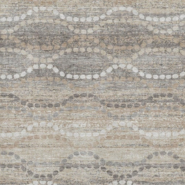 HomeRoots 10' X 14' Beige and Ivory Abstract Geometric Area Rug - Washable, UV Protected, Pet-Friendly Design 715267